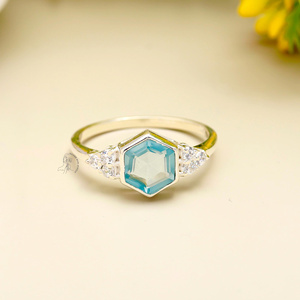 Natural Aquamarine <b>Ring</b> <b>925</b> Sterling <b>Silver</b> Custom Semiprecious Jewelry for Women Bulk Wholesale Fine <b>Silver</b> <b>Rings</b> Suppliers - Product Image 2