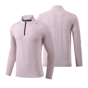 Activewear raya reflectante logotipo personalizado Quater cremallera camiseta en blanco hombres camisa de manga larga para hombres cremallera camiseta - Product Image 3