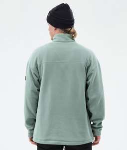 <b>Mens</b> Mint Green Fleece Pullover <b>Sweatshirt</b> Button Up Collar Warm Soft Winter Top Casual Streetwear Comfortable Long Sleeve - Product Image 3