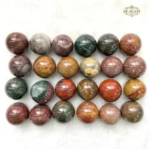 Bola Fengshui de primera calidad con esfera de cristal de jaspe oceánico, esfera de cristal para curación, meditación y decoración del hogar