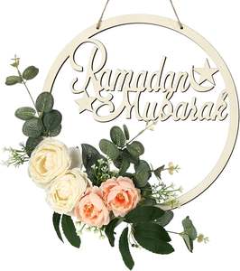 Lujosa corona de pared de metal para Ramadán con símbolos islámicos - Product Image 3