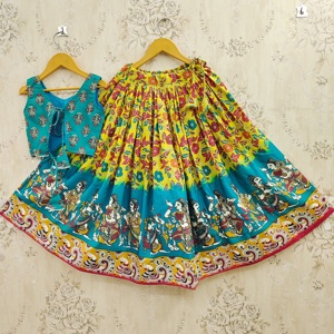 Lehenga Choli Étnico para Niñas, de Poliéster, Listo para Usar, Largo hasta el Suelo, Sin Arrugas, Elástico, Materiales Reciclados, Estampado Digital, Secado Rápido - Product Image 4