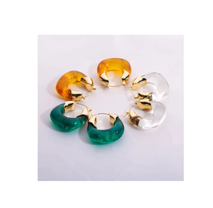 Pendiente de resina, joyería, bonitos pendientes en forma de corazón prensados rosas chapados en oro para niñas, uso - Product Image 1