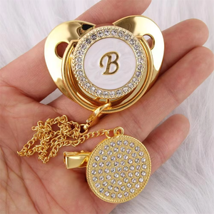 Venta caliente BPA libre de lujo oro pezón infantil chupete cadena personalizada Bling bebé chupete - Product Image 2
