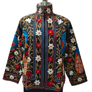 Chaqueta de algodón bordada Suzani Multicolor hecha a mano para mujer diseño Floral bohemio elegante transpirable artesanal tradicional - Product Image 1
