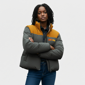Chaquetas Acolchadas de Manga Larga para Mujer, Estilo Moderno, Ligeras, Gruesas, con Diseño de Burbujas, Impermeables, Teñidas en Dos Tonos, Estilo Urbano - Product Image 1
