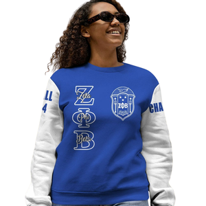 Sudadera con Cuello Redondo Azul Griego de la Hermandad Zeta Phi Beta 1920, Ropa Bordada para Mujer - Product Image 5
