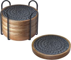 Handcrafted Breaded Cotton Rope and Wooden <b>Table</b> <b>Coaster</b> for Dining <b>Table</b> Wedding Christmas Decoration Family Gathering Parties - Product Image 1