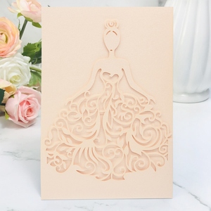 Rosa taglio Laser maniche cenerentola inviti ragazza rossa vestito per 15 oro Glitter Quinceanera invita Xv argento tasca personalizzata - Product Image 5