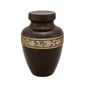 Cercueil en métal en laiton fabriqué à la main conception de bande florale élégante urne de crémation humaine adulte pour les services funéraires - Product Image 5