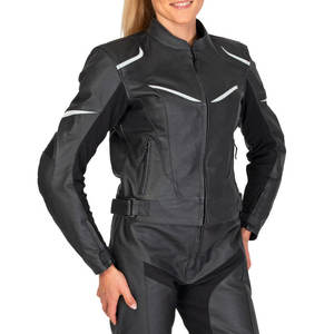 Meilleures poitres-poches en maille à fermeture éclair complète Vestes en cuir Pu pour motards à manches longues pour femmes Veste de moto d'hiver - Product Image 3