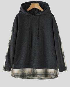 เสื้อกันหนาวแบบสวมหัวสำหรับผู้หญิง, เสื้อมีฮู้ดลายสก๊อตวินเทจมีฮู้ดแขนยาวทรงหลวมลำลองสำหรับฤดูใบไม้ร่วง - Product Image 1