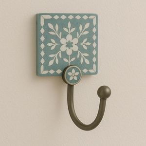 Crochet mural en bois avec incrustations d'os, élégant et écologique, flexible, moderne, motif floral élégant, décoration pour la maison, la cuisine, le salon, la salle de bain - Product Image 1