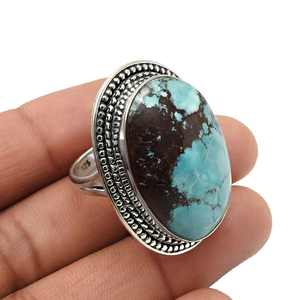 Bohemian Styled Cocktail Ring Made of 925 Sterling Silver Vintage Style <b>Oxidized</b> Ring For Women Comes With Turquoise Gemstone - Product Image 5