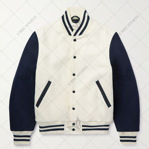 Veste universitaire d'hiver Heritage, blanc marine, laine réversible, écologique, style intemporel rencontre l'élégance moderne, vêtements de sport classiques - Product Image 1