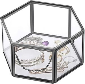 Zinc Plated Brass and Glass <b>Vintage</b> Engraved Rectangle Jewelry <b>Box</b> Home Decorative Beautifully Hand Crafted Bulk - Product Image 5