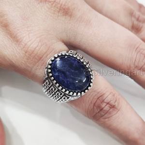 Nouvelle arrivée bague pour homme Sodalite bleue naturelle pierre précieuse bague de naissance toutes tailles bijoux de mariage arabe bague en argent sterling 925 - Product Image 3