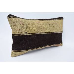 Almohada de retales de lana Beige a rayas sutiles, cojín decorativo Tejido estilo Kantha de 12x20 pulgadas para coche Vintage de 18x18 pulgadas - Product Image 3