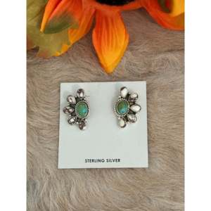 Southwest Handmade Multi Stone <b>Sterling</b> <b>Silver</b> Flower <b>Stud</b> <b>Earrings</b> - Product Image 1