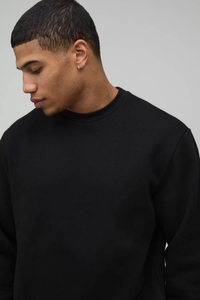 Sudadera con Capucha de Invierno para Hombre, a la Moda, Mangas Regulares, Cuello Redondo, 100% Algodón, Teñido Liso, Ecológico, Negro Oscuro - Product Image 6