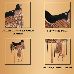Selle de cheval en cuir de qualité supérieure | Selle d'équitation western confortable, durable et élégante pour les cavaliers de piste, de baril et de spectacle - Product Image 2