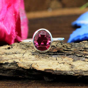 Bague en argent 92.5 faite à la main avec tourmaline rose de style hip-hop avec rubis naturel et incrustation de topaze bijoux fins - Product Image 5