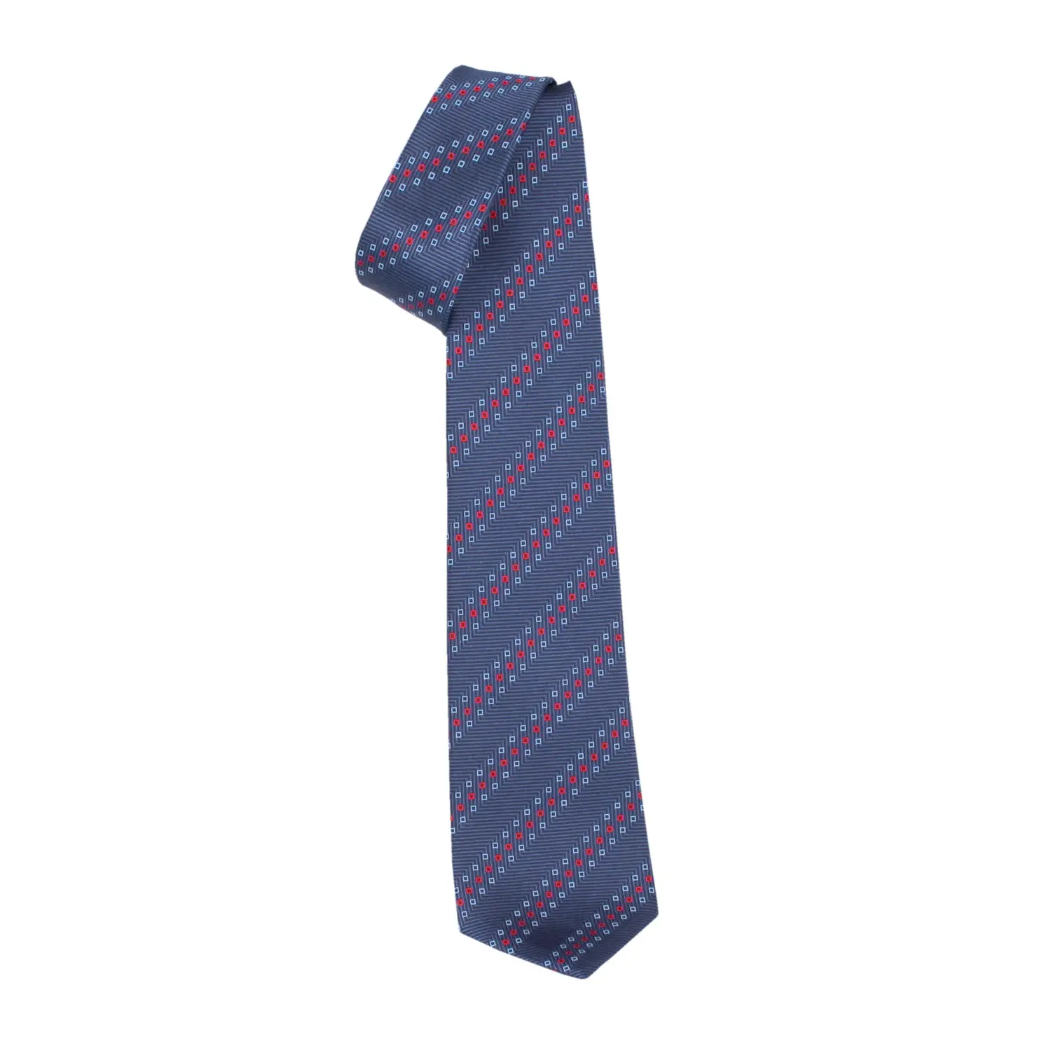 Las mejores corbatas de siete pliegues para hombre-Ancona Midnight Blue Jacquard 100% Silk-Mejora tu aspecto profesional