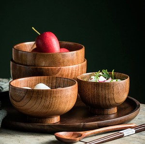 Cuenco de madera natural para aperitivos, vajilla, ensalada de frutas, sopa, cuenco para servir para el hogar, utensilios de cocina, mesa, restaurante, regalo de boda - Product Image 1