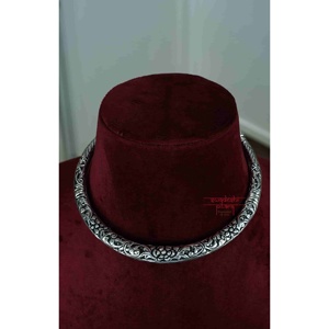 925 <b>Silver</b> Women's Ethnic Full-Neck Chittai Hasli Hinduism Cultural Collectible Necklace - Product Image 1