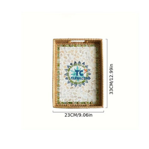 Plateau de vadrouille en rotin fait à la main le plus vendu thé de l'après-midi servant des plateaux d'incrustation de nacres - Product Image 1