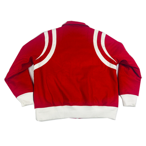 Blouson Bomber en Soie et Laine Rouge, Vente en Gros OEM, Streetwear, Varsity, Casual, Printemps, Doublure en Satin Personnalisée, Logo Appliqué sur le Devant - Product Image 2