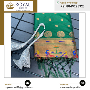 Calidad óptima, superventas, patrón de lujo, diseño elegante, ropa de Festival, Sari de seda pura con cobre Zari tejido, Sari Pallu - Product Image 4