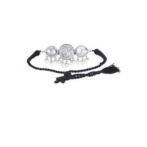 Oxidised Kundan <b>Necklace</b> Gold Plated Copper Rhodium Fine Bridal Wedding Jewelry Set Featuring <b>Ruby</b> Pearl Diamond Main Stones - Product Image 4