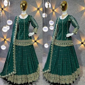 Diseñador Georgette Lehenga Choli con trabajo de bordado pesado para mujeres Vestido largo indio Diseñador Lehenga Party Wedding Wear - Product Image 2