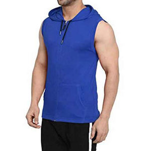 <b>Men's</b> <b>Sleeveless</b> Pullover <b>Hoodie</b> 100% Cotton Fleece Quick Dry Eco-Friendly Regular Fit for Fitness - Product Image 5