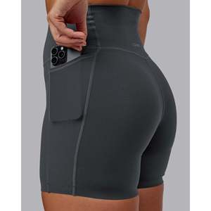 Pantalones cortos Elixir de talle ultra alto de 6 pulgadas para mujer con bolsillos - Dark Storm - Product Image 1