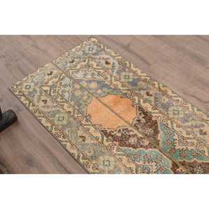 พรมตุรกีขนาด 1.9x3.9 ฟุต พรมวินเทจขนาดเล็ก พรมลายจุดสีน้ำเงินน้ำตาล - Product Image 5