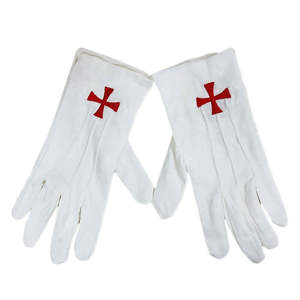 Gants maçonniques de haute qualité, bon marché, 100% coton, avec logo brodé de carré et de compas - Product Image 3