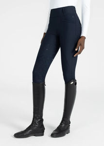 Leggings d'équitation pour femmes avec logo personnalisé, panneau en maille avec revêtement en silicone, pantalon d'entraînement extensible, design personnalisé - Product Image 5