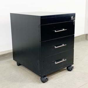 TCN68018 - Classeur de rangement personnel moderne en bois d'hévéa noir avec 3 tiroirs amovibles 50x40x50 cm pour la maison, le bureau, l'école, l'hôpital - Product Image 3