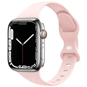 Apple Watch 시리즈 용 고무 스트랩 액체 실리콘 시계 밴드 액세서리 iWatc FKM 스마트 밴드 용 S8 7 울트라 SE 시계 스트랩