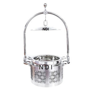 Hammered Design Dish <b>Food</b> <b>Warmer</b> <b>Buffet</b> Server Dishes Wedding Parties Catering Serving Chafing Dish With Black Stand - Product Image 2