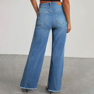 Pantalones vaqueros holgados de estilo Hip Hop para mujer, ropa de calle vintage alta con logotipo personalizado, Vaqueros holgados lavados medios, pierna ancha recta de alta calidad - Product Image 4