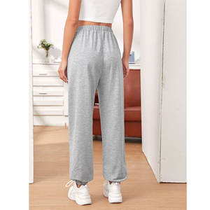 Pantalons de survêtement en molleton 100% coton pour femmes, doux, respirants, avec cordon de serrage, pantalons de survêtement chauds pour l'hiver - Product Image 2