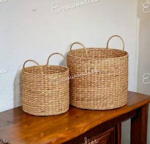 Cestas de almacenamiento de mimbre hechas a mano de diseño único Cesta de mimbre natural Tamaños personalizables con asas Cesta de almacenamiento - Product Image 1