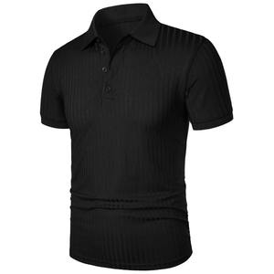 Nuevo verano Polo hombres rayas sólidas Fitness elasticidad manga corta polos para hombres camisas de moda - Product Image 2