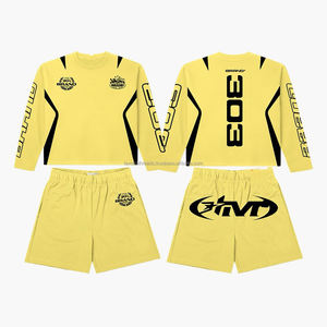 Ensemble de shorts de sport d'été, polo, costume pour homme, shorts amples en tissu éponge, ensemble 2 pièces pour femme, t-shirt à manches courtes à col rabattu - Product Image 2