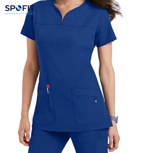 Venta caliente de punto Doctor Enfermera Uniforme Médico Scrubs Clínica Scrub Sets de manga corta Tops Pantalones Transpirable Cómodo - Product Image 3