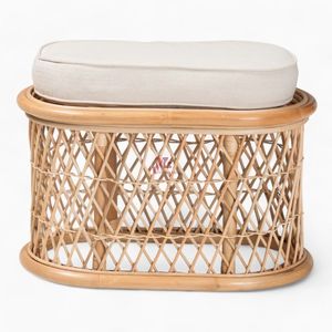 Repose-pieds en rotin ovale naturel salon entrée carré forme ronde assis pouf du Vietnam - Product Image 2