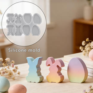 Moule en silicone pour bougie de Pâques DIY De Yi Yang Yang, moule à bougie aromathérapeutique en forme de <span class=keywords><strong>lapin</strong></span> 3D pour ornement d'œuf, plâtre, résine artisanale - Product Image 1